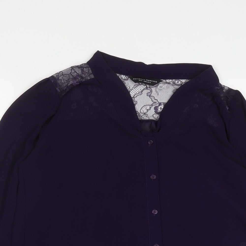 Womens UK Size 10 Dorothy Perkins Purple Basic Button-Up