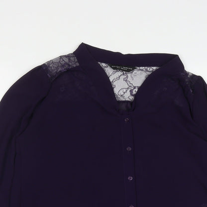 Womens UK Size 10 Dorothy Perkins Purple Basic Button-Up