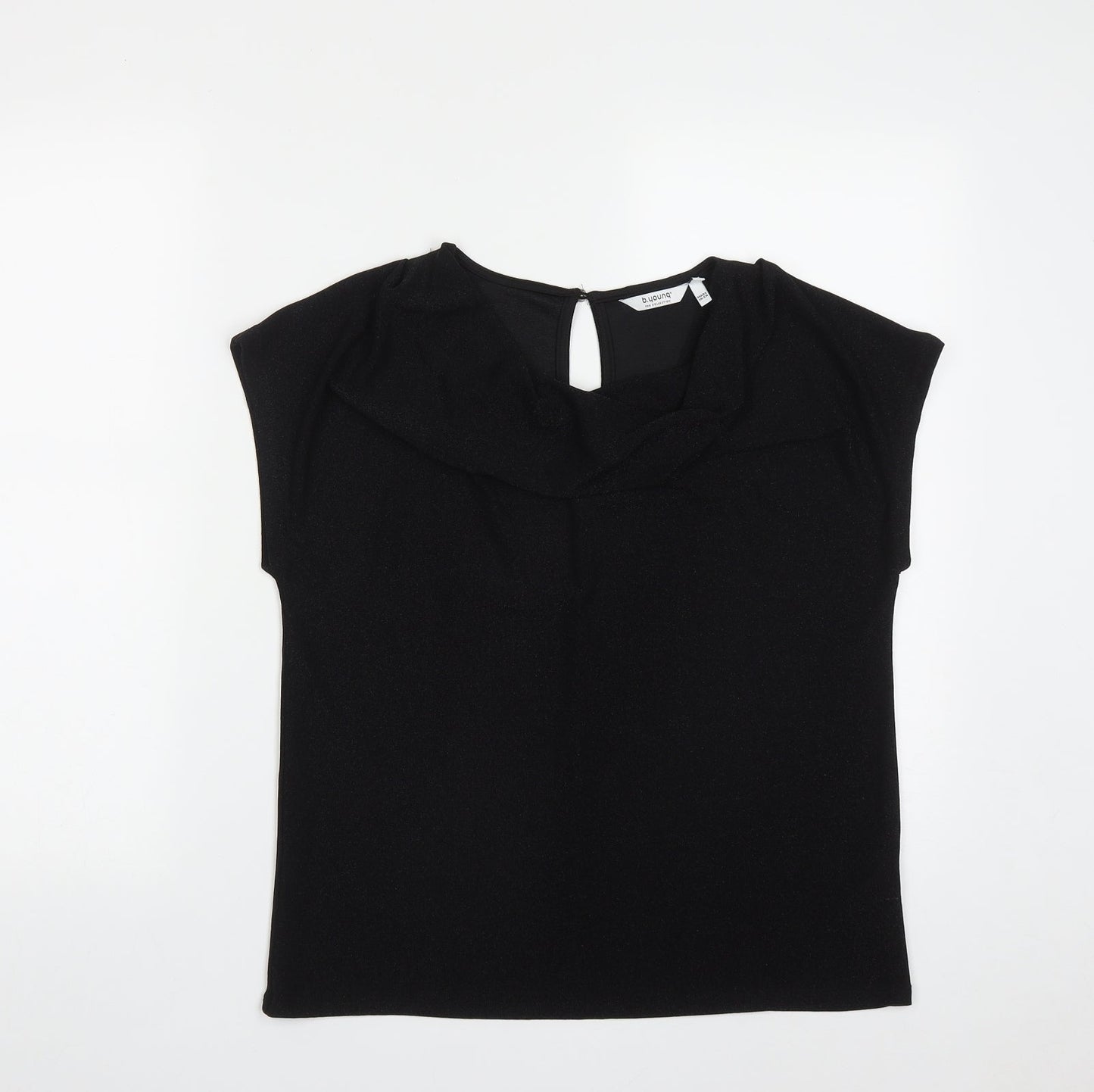b.young Womens Black  Polyamide Basic T-Shirt Size S Cowl Neck