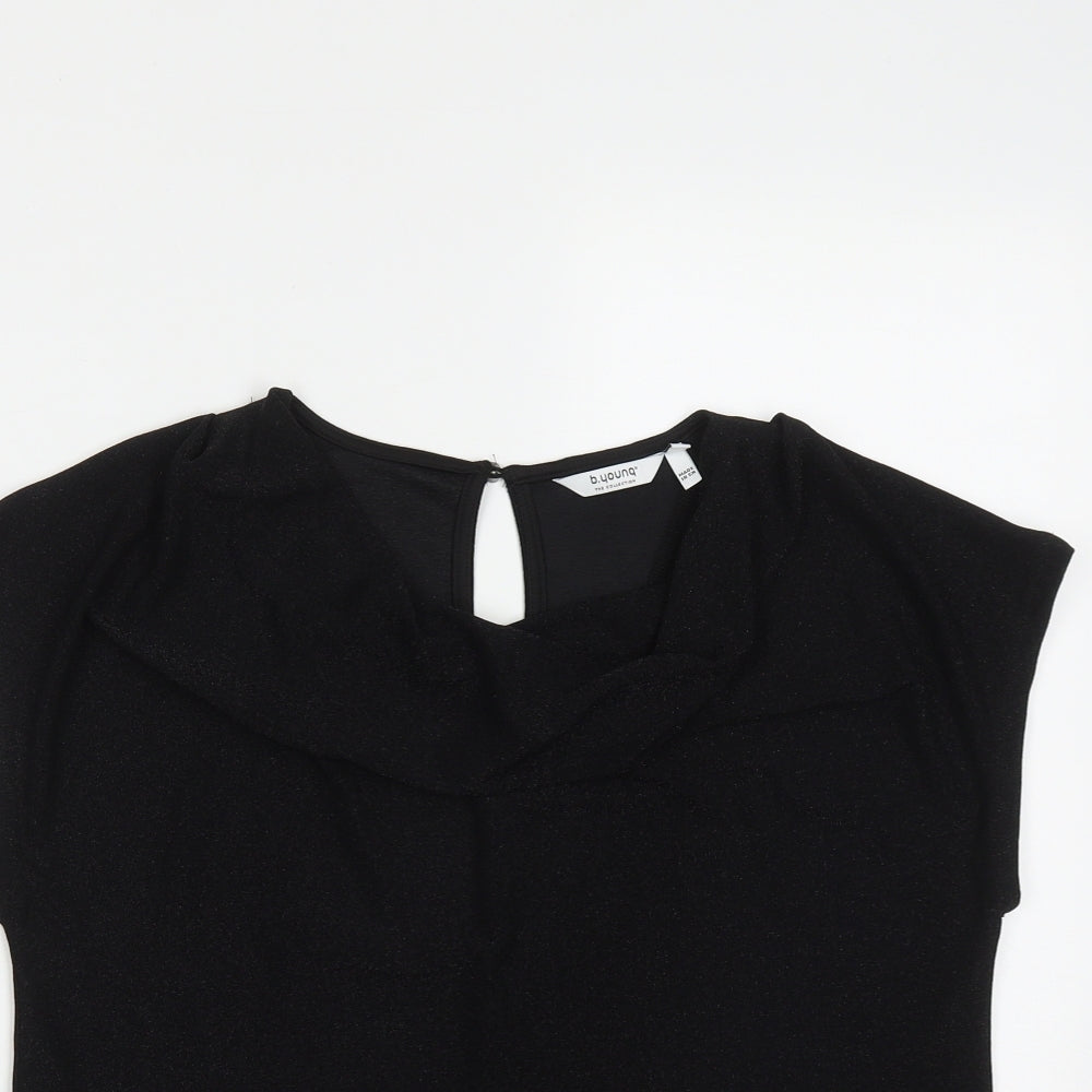 b.young Womens Black  Polyamide Basic T-Shirt Size S Cowl Neck