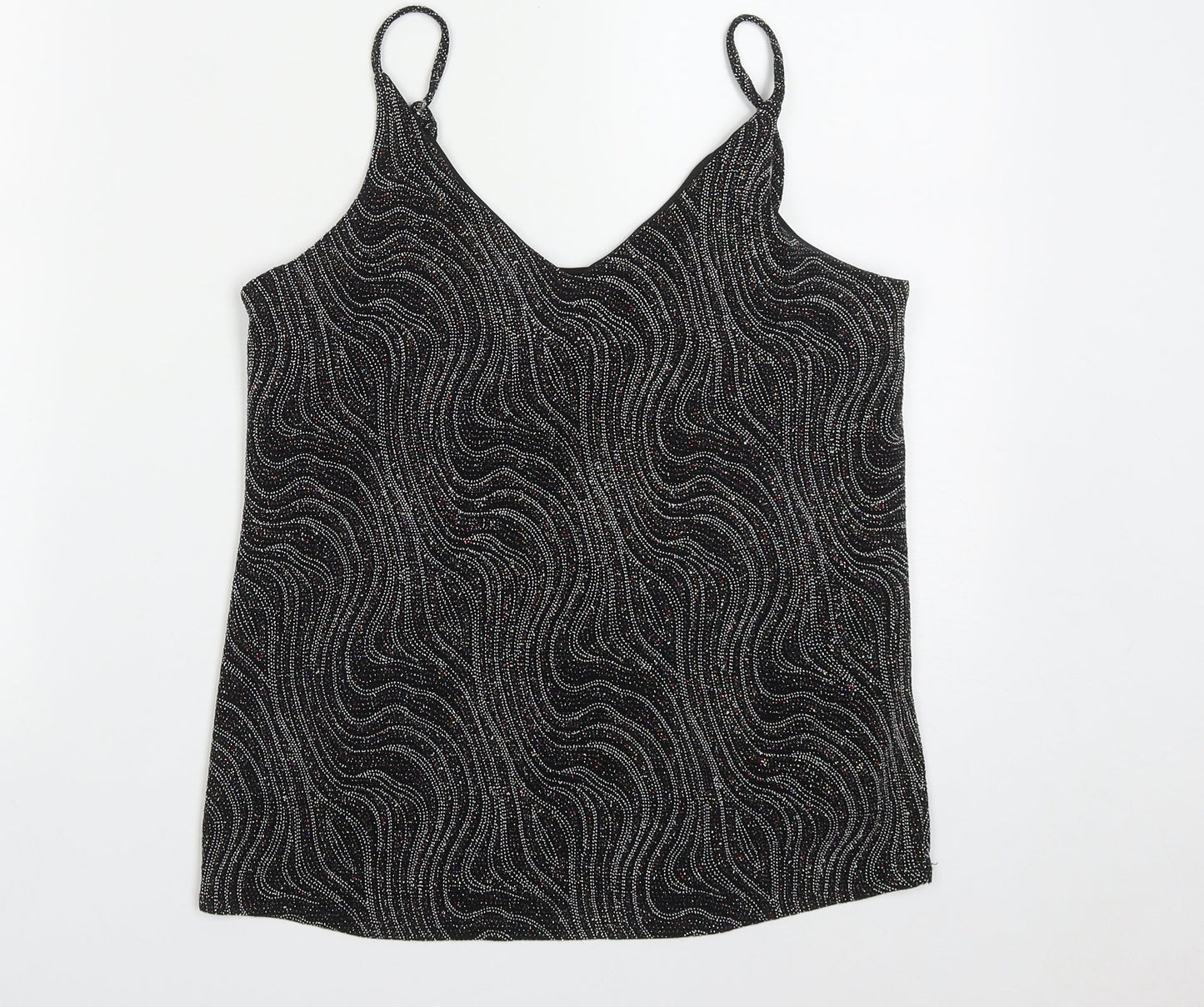 F&F Womens Black  Polyester Basic Tank Size 10 V-Neck