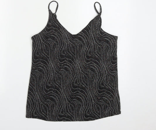 F&F Womens Black  Polyester Basic Tank Size 10 V-Neck