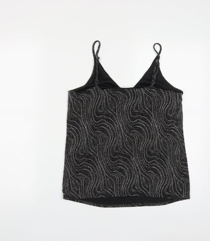 F&F Womens Black  Polyester Basic Tank Size 10 V-Neck