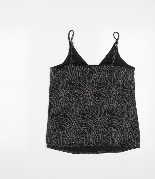F&F Womens Black  Polyester Basic Tank Size 10 V-Neck
