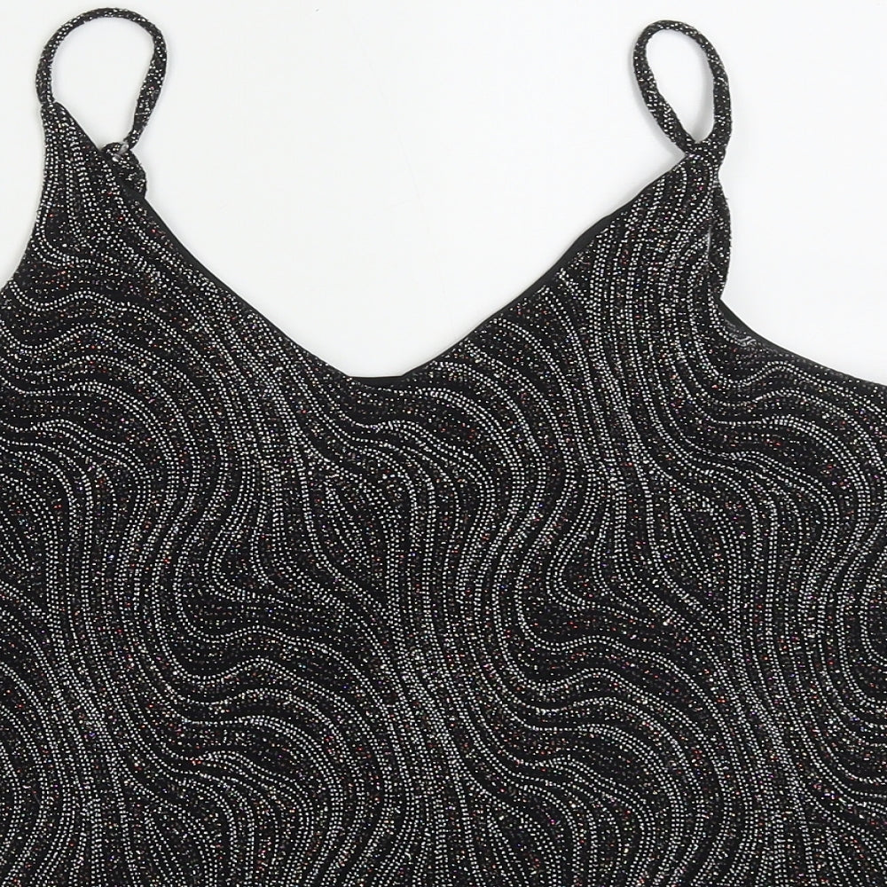 F&F Womens Black  Polyester Basic Tank Size 10 V-Neck