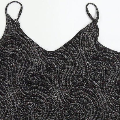 F&F Womens Black  Polyester Basic Tank Size 10 V-Neck