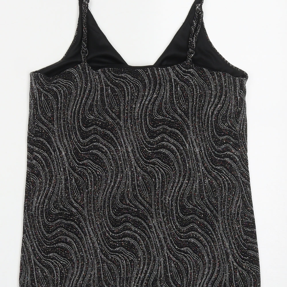 F&F Womens Black  Polyester Basic Tank Size 10 V-Neck