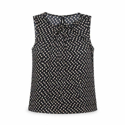 Fifth Avenue Womens Black Geometric Polyester Basic Tank Size 10 Round Neck