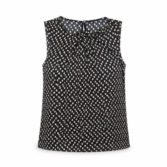 Fifth Avenue Womens Black Geometric Polyester Basic Tank Size 10 Round Neck
