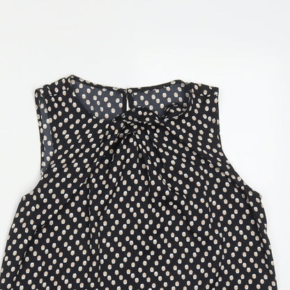 Fifth Avenue Womens Black Geometric Polyester Basic Tank Size 10 Round Neck