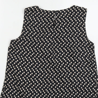 Fifth Avenue Womens Black Geometric Polyester Basic Tank Size 10 Round Neck