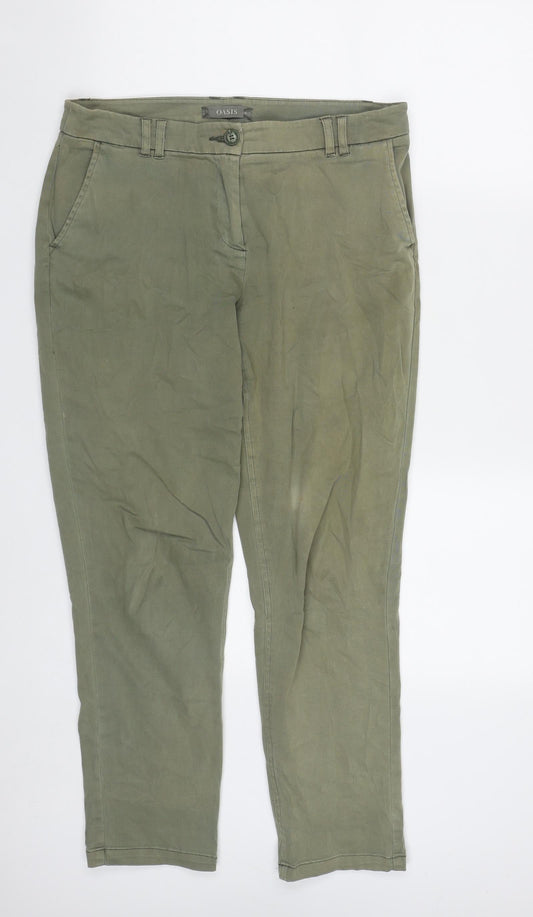 Womens UK Size 10 Oasis Regular Fit  Green Trousers