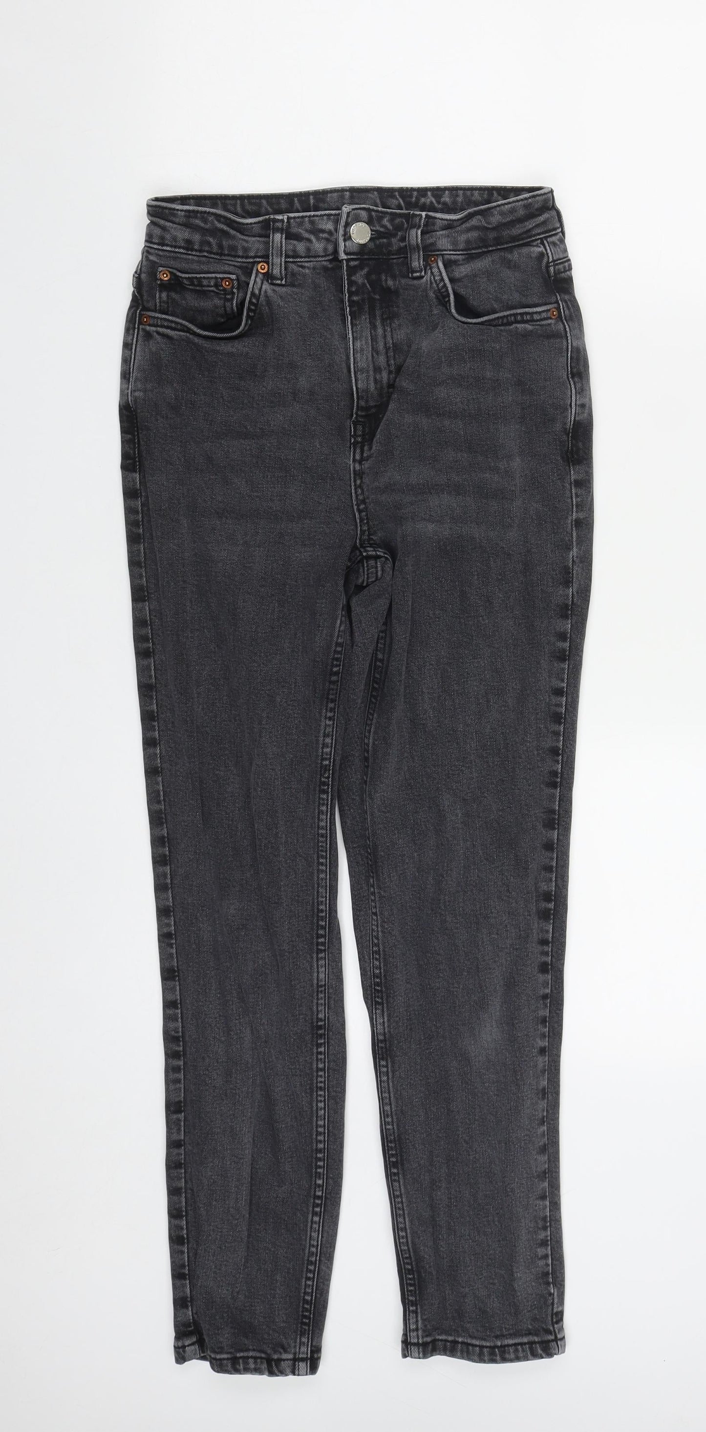 Topshop Womens Black  Cotton Straight Jeans Size 26 in L25 in Regular Zip
