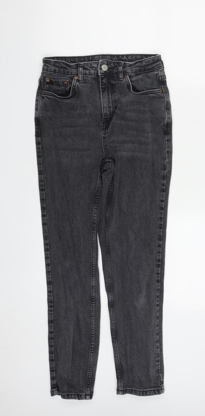 Topshop Womens Black  Cotton Straight Jeans Size 26 in L25 in Regular Zip