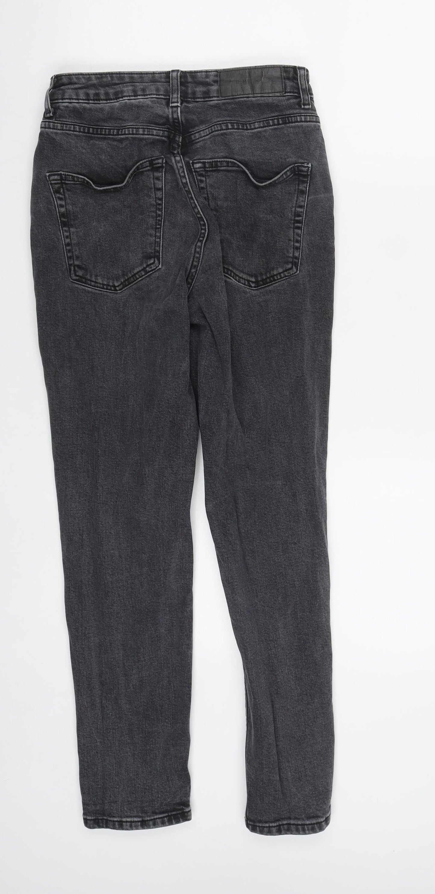 Topshop Womens Black  Cotton Straight Jeans Size 26 in L25 in Regular Zip