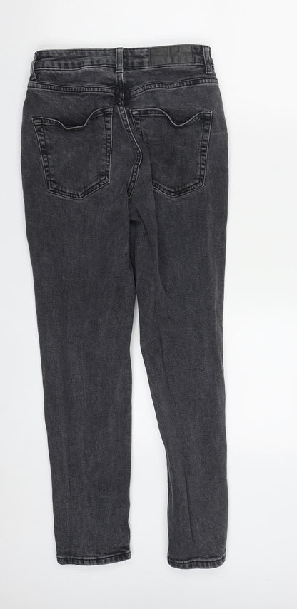 Topshop Womens Black  Cotton Straight Jeans Size 26 in L25 in Regular Zip