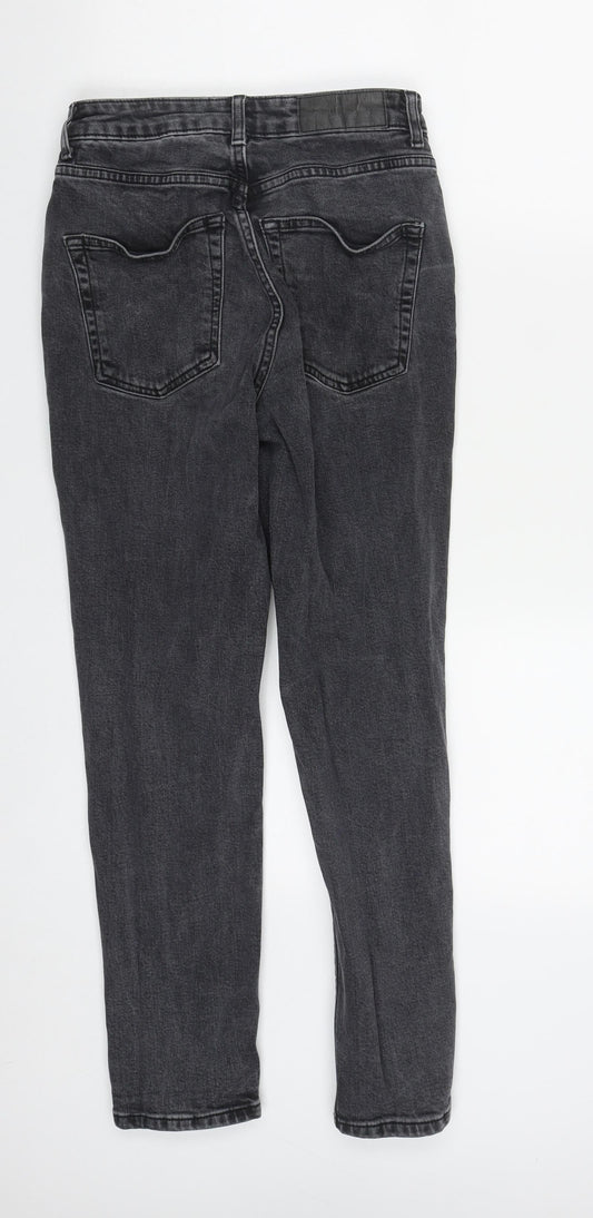 Topshop Womens Black  Cotton Straight Jeans Size 26 in L25 in Regular Zip