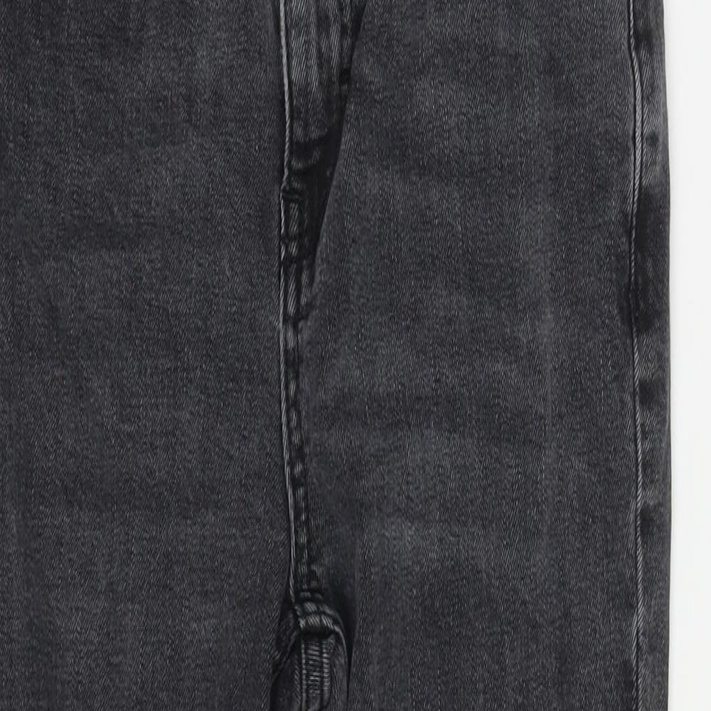 Topshop Womens Black  Cotton Straight Jeans Size 26 in L25 in Regular Zip