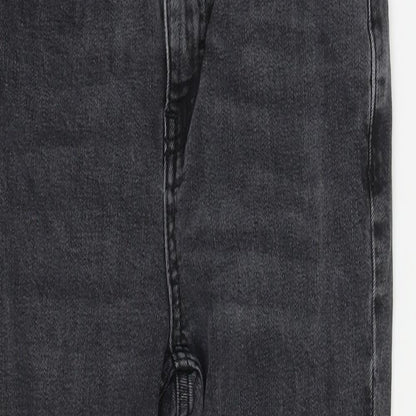 Topshop Womens Black  Cotton Straight Jeans Size 26 in L25 in Regular Zip