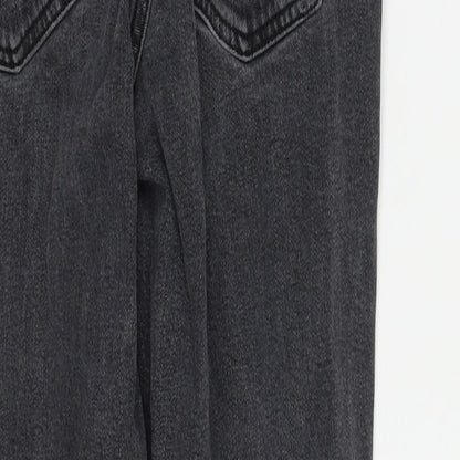 Topshop Womens Black  Cotton Straight Jeans Size 26 in L25 in Regular Zip