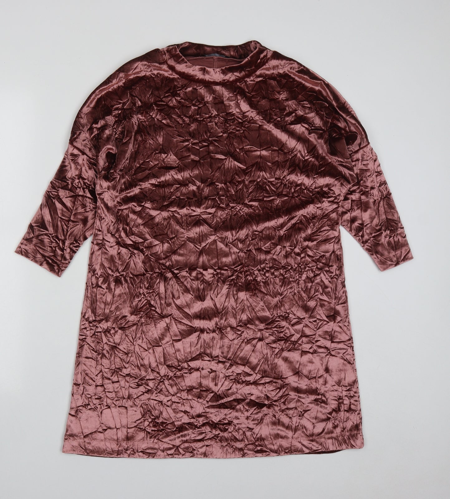 Zara Womens Pink  Polyester A-Line  Size S  Round Neck