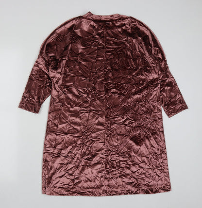 Zara Womens Pink  Polyester A-Line  Size S  Round Neck
