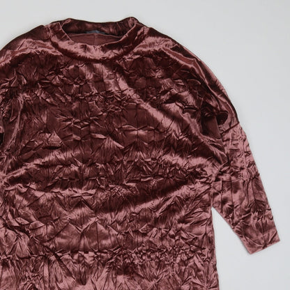 Zara Womens Pink  Polyester A-Line  Size S  Round Neck