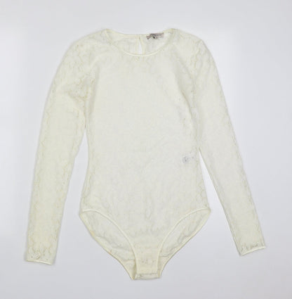 Marks and Spencer Womens White  Polyamide Bodysuit One-Piece Size 6  Snap