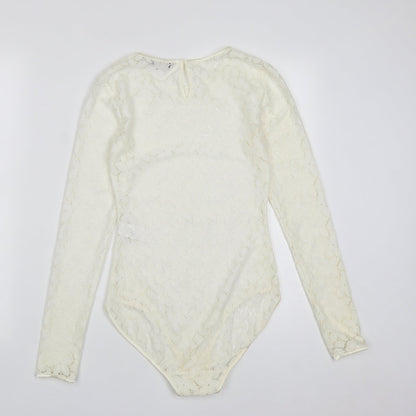 Marks and Spencer Womens White  Polyamide Bodysuit One-Piece Size 6  Snap