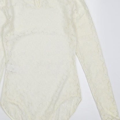 Marks and Spencer Womens White  Polyamide Bodysuit One-Piece Size 6  Snap