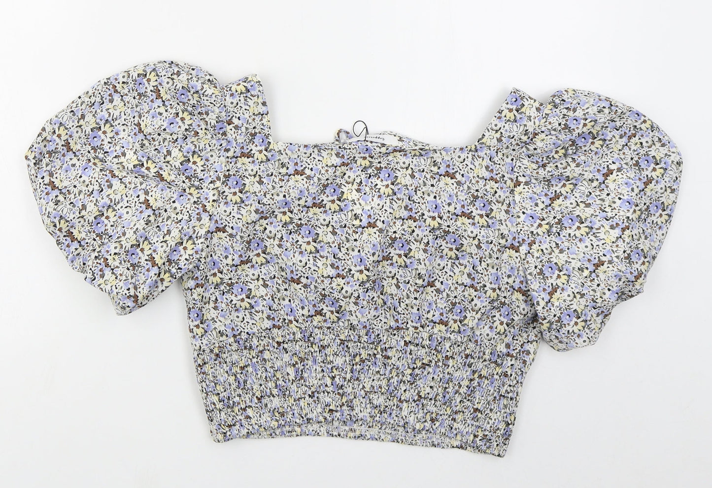 Copperose Womens Blue Floral Polyester Basic Blouse Size M Square Neck