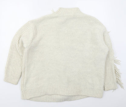 Marks and Spencer Womens Beige Mock Neck  Acrylic Pullover Jumper Size L
