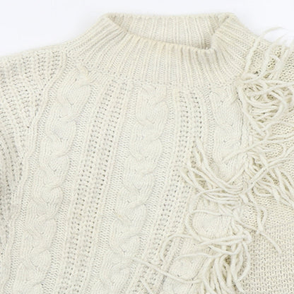 Marks and Spencer Womens Beige Mock Neck  Acrylic Pullover Jumper Size L