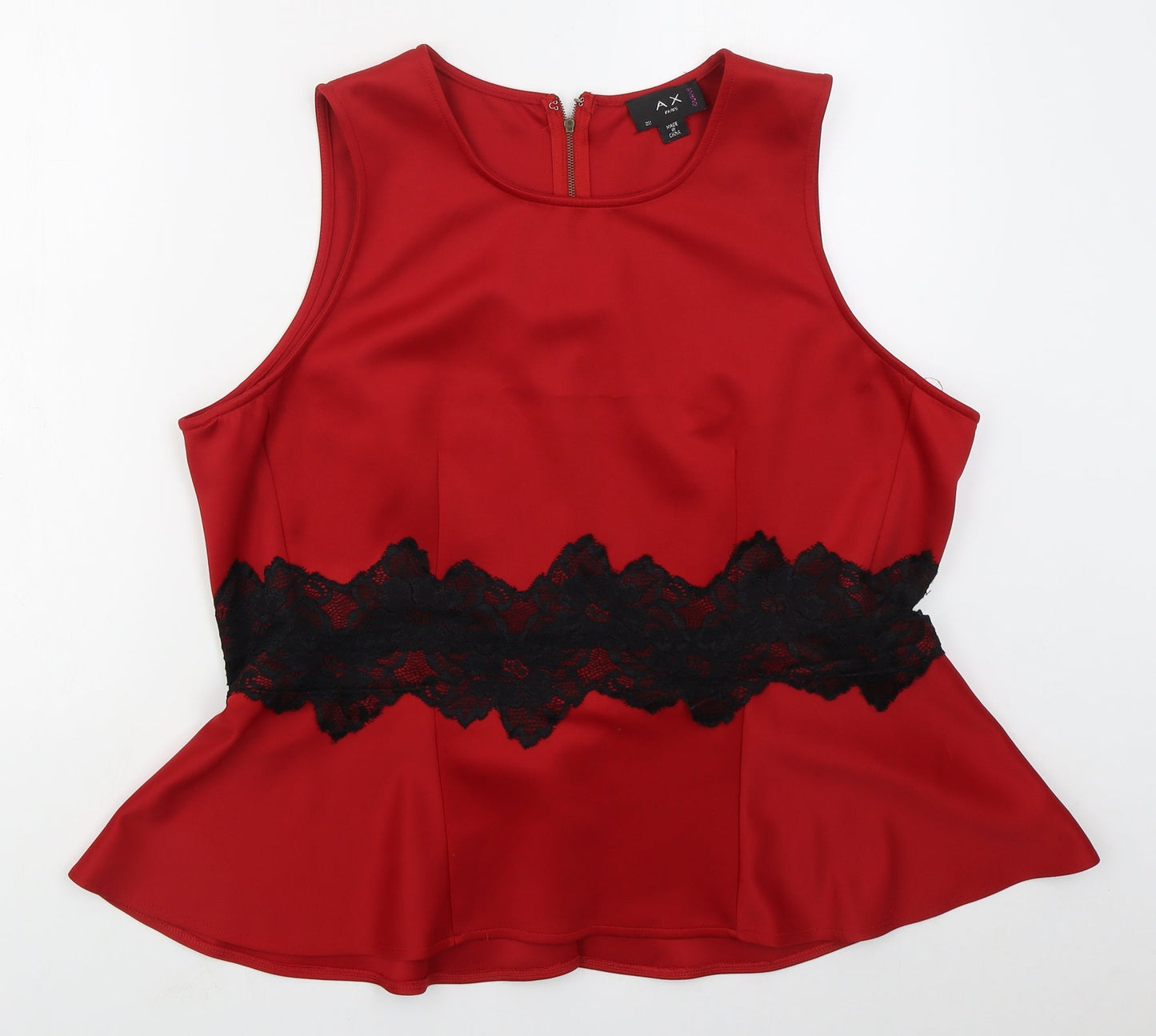 AX Paris Womens Red  Polyester Basic Tank Size 22 Round Neck