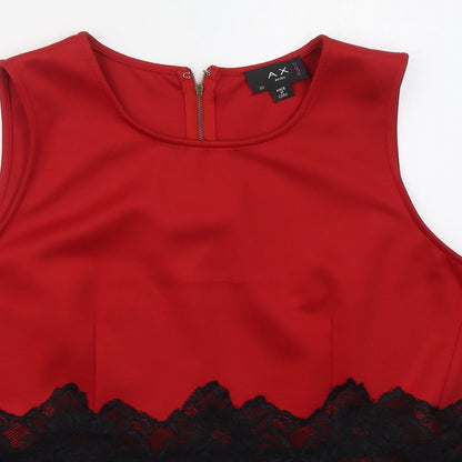 AX Paris Womens Red  Polyester Basic Tank Size 22 Round Neck
