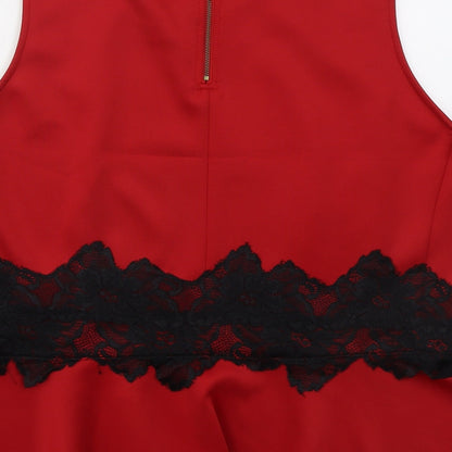 AX Paris Womens Red  Polyester Basic Tank Size 22 Round Neck