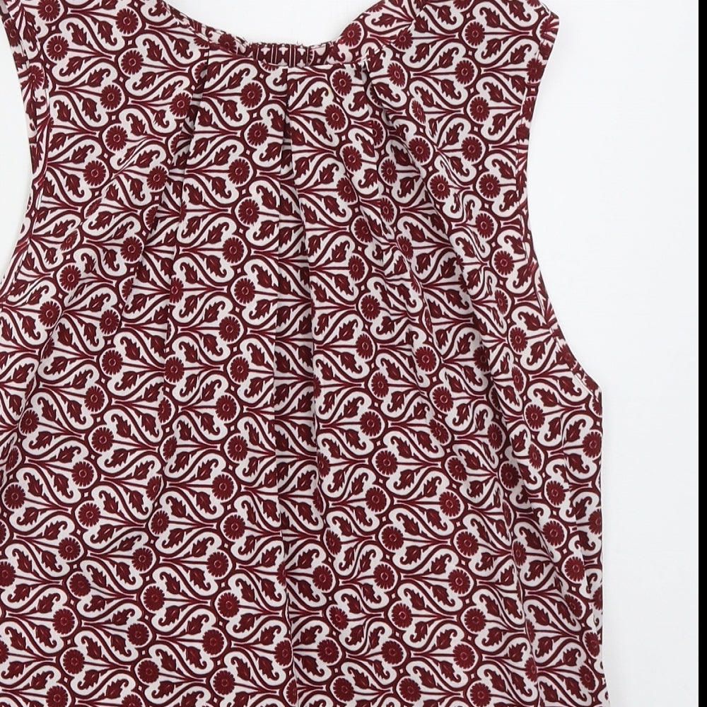 Influence Womens Red Geometric Polyester Basic Tank Size 8 Round Neck