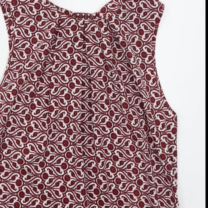 Influence Womens Red Geometric Polyester Basic Tank Size 8 Round Neck