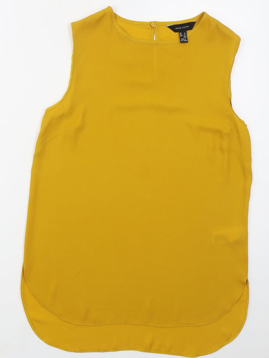 Womens UK Size 8 New Look Yellow Basic Tank