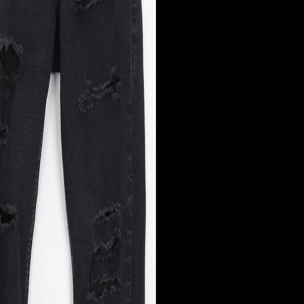 Topshop Womens Black  Cotton Skinny Jeans Size 28 in L26 in Regular Button