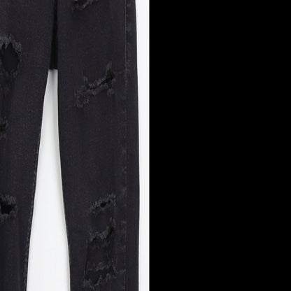 Topshop Womens Black  Cotton Skinny Jeans Size 28 in L26 in Regular Button