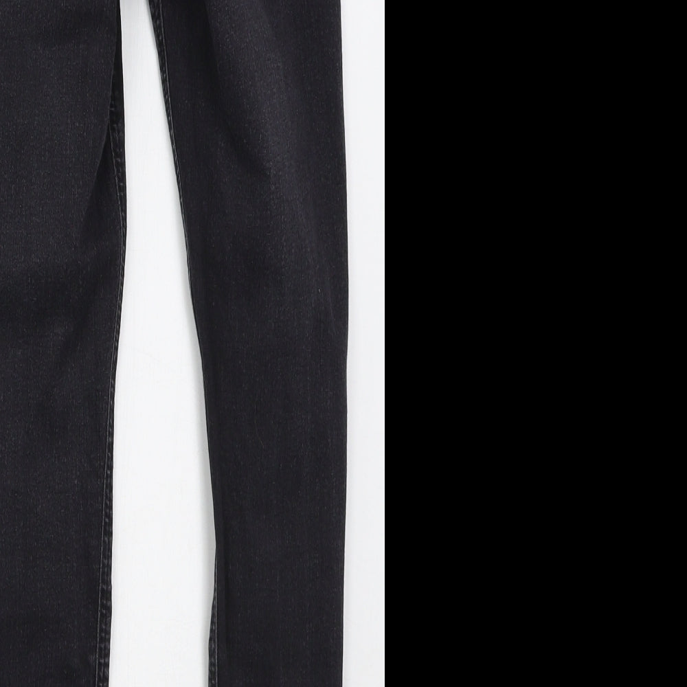 Topshop Womens Black  Cotton Skinny Jeans Size 28 in L26 in Regular Button