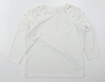 Savior Womens White  Polyester Basic T-Shirt Size L Crew Neck