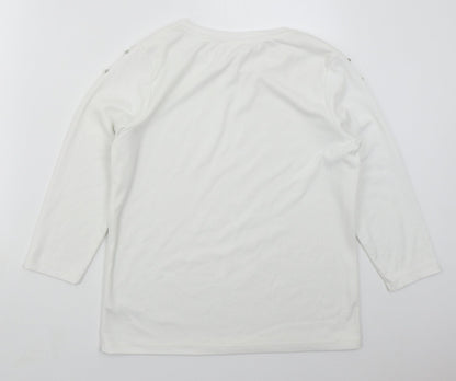 Savior Womens White  Polyester Basic T-Shirt Size L Crew Neck