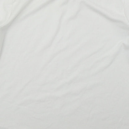 Savior Womens White  Polyester Basic T-Shirt Size L Crew Neck