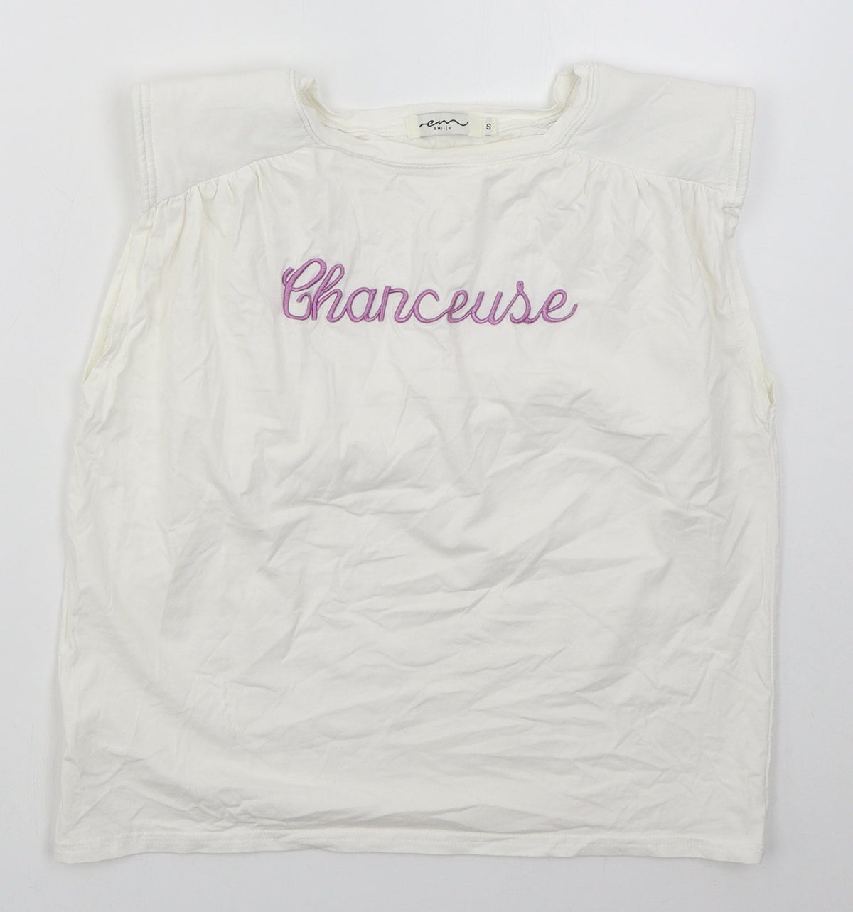 Emi Jo Womens White  Cotton Basic T-Shirt Size S Round Neck - Chanceuse