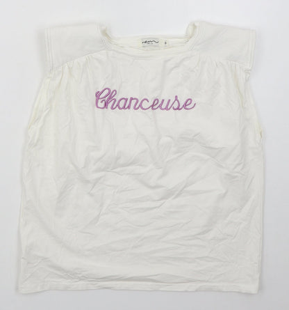 Emi Jo Womens White  Cotton Basic T-Shirt Size S Round Neck - Chanceuse