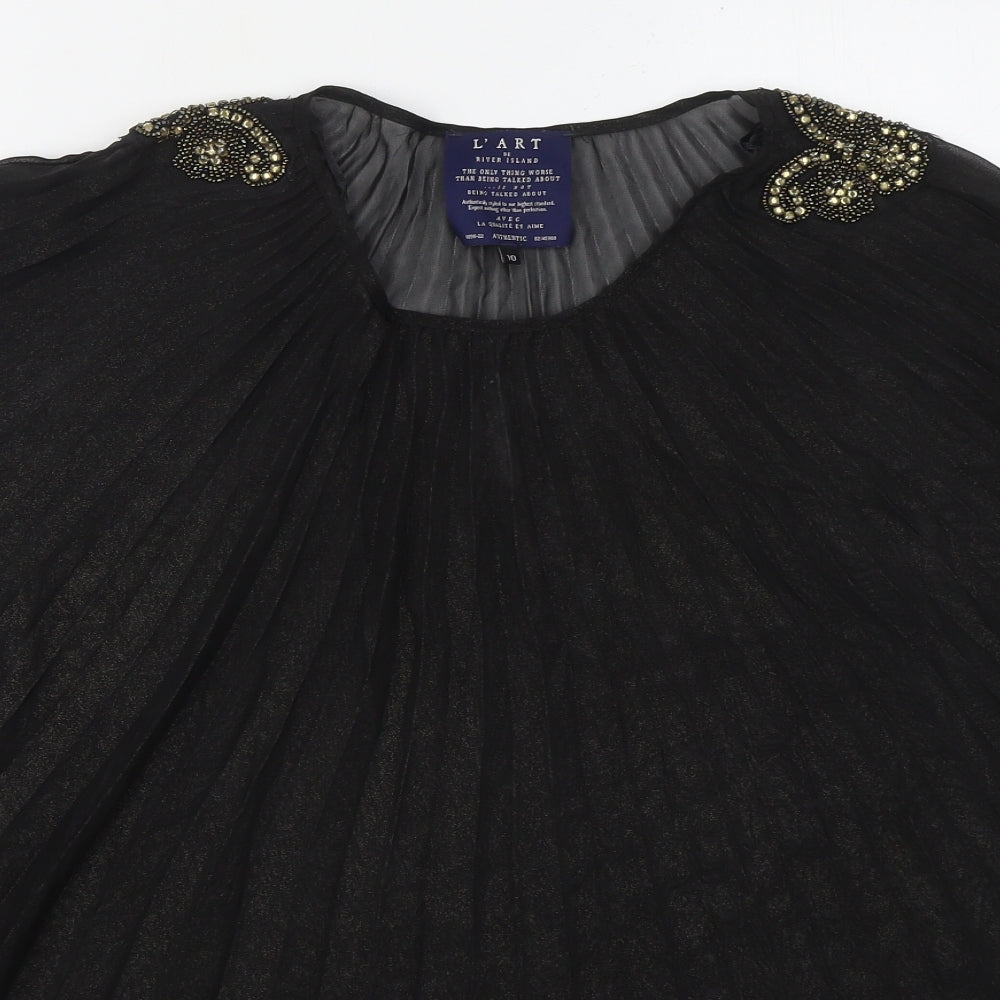 Womens UK Size 10 River Island Black Basic Blouse
