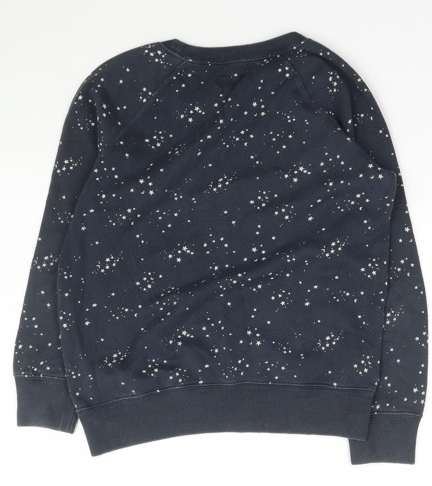 Jack Wills Womens Blue Boat Neck Geometric Cotton Pullover Jumper Size XS