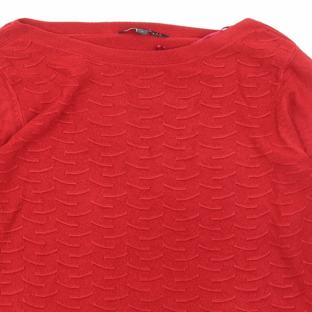 Love Knitwear Womens Red Boat Neck Geometric Acrylic Pullover Jumper Size 16   - BHS